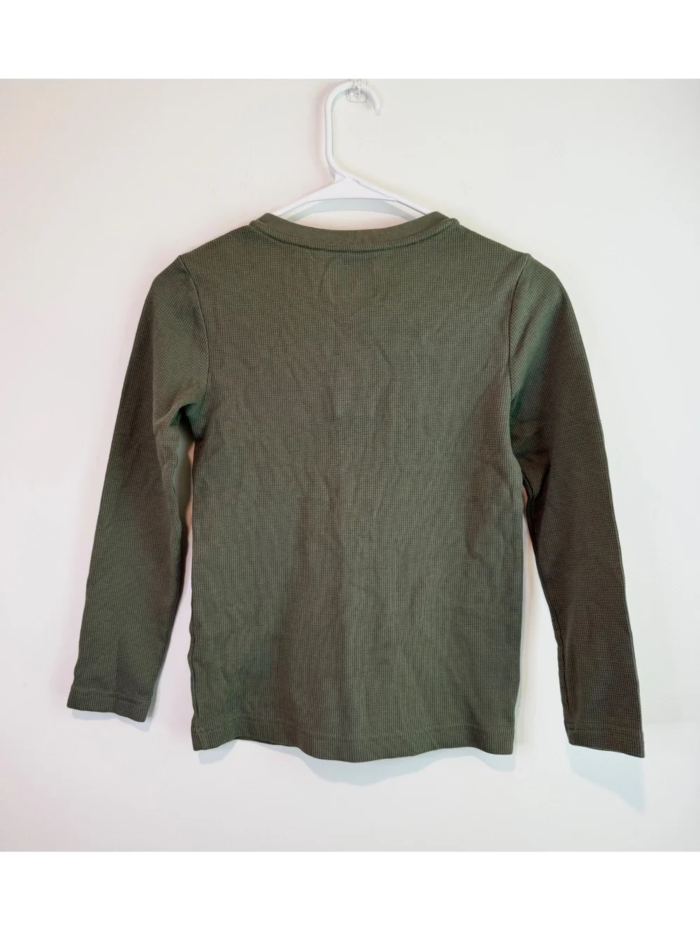 Hurley Boys' Long Sleeve Olive Green Waffle Knit Henley Shirt Size 8